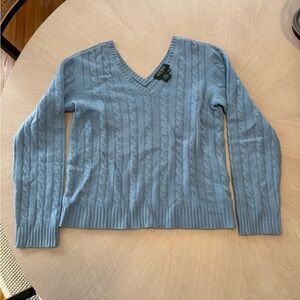Lauren Ralph Lauren Light Blue V-Neck Cashmere Sweater
